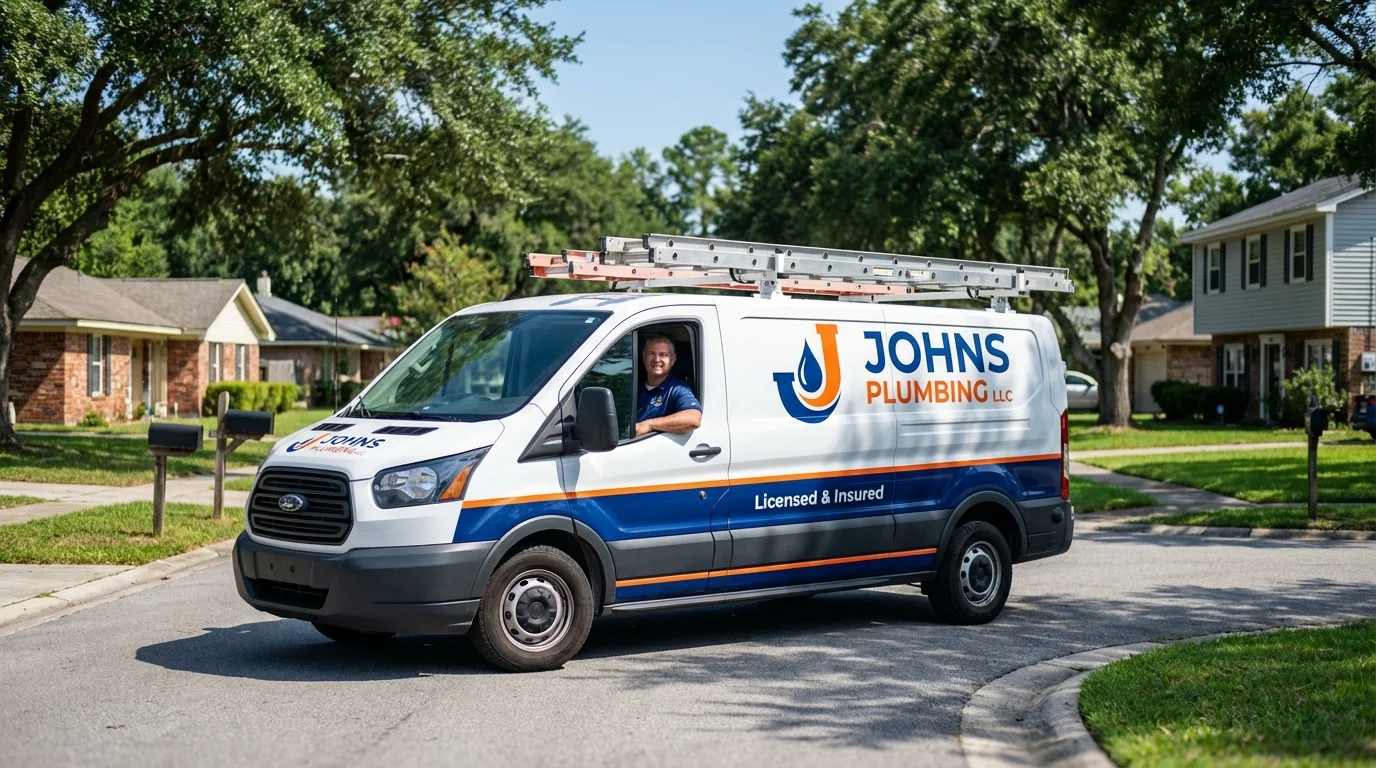 Johns Plumbing LLC service van in Hennepin, IL