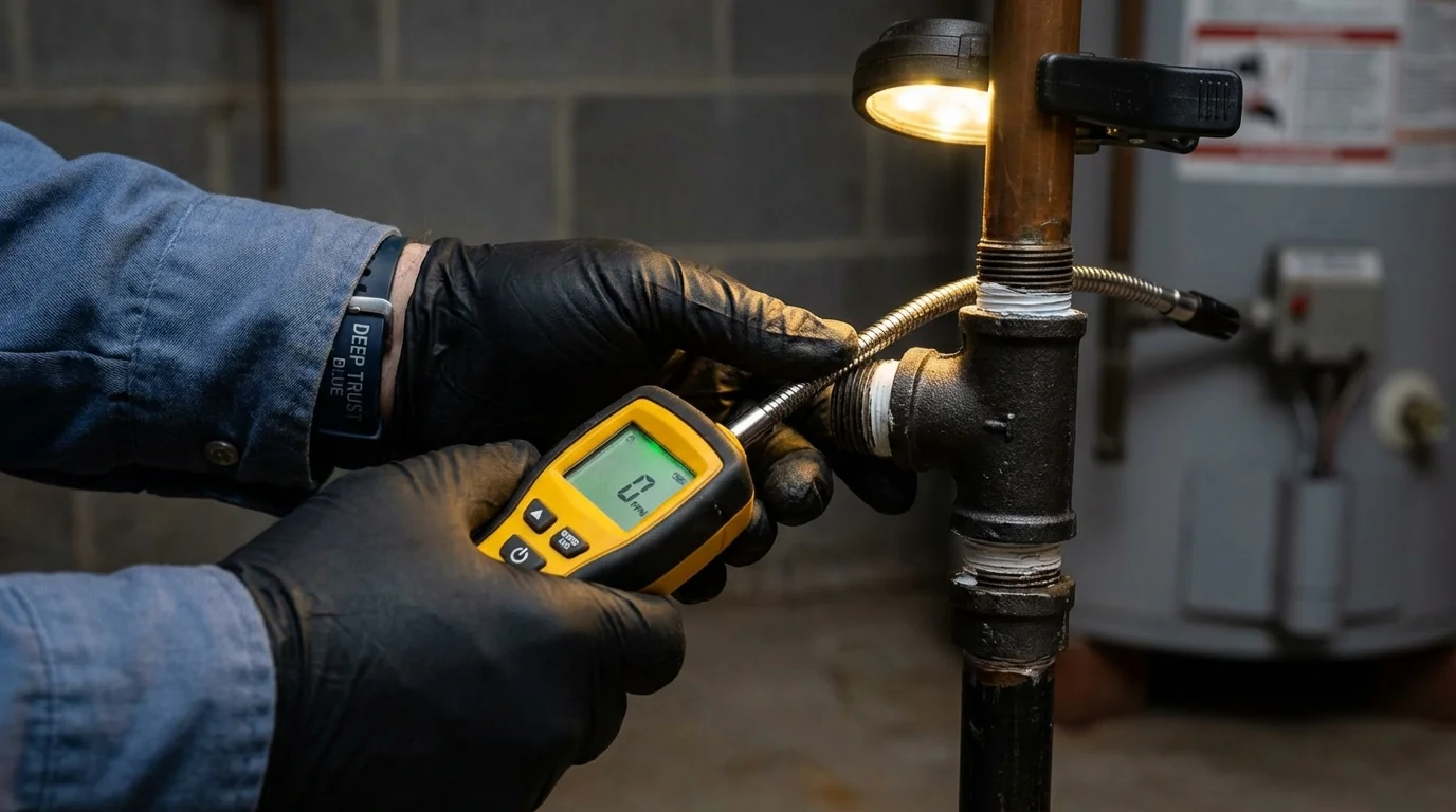 Gas leak detection with electronic sniffer by Johns Plumbing LLC in Hennepin