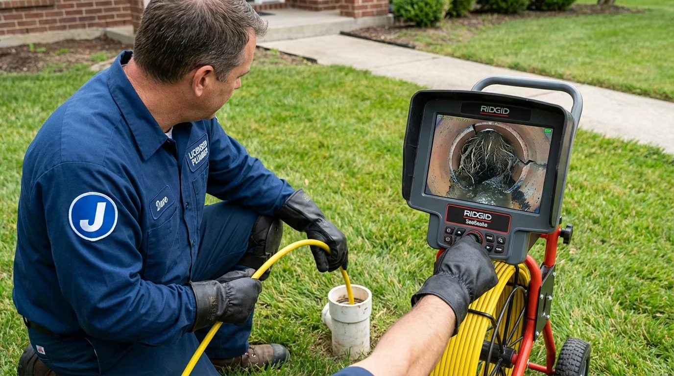 Sewer camera inspection being performed by Johns Plumbing LLC in Hennepin