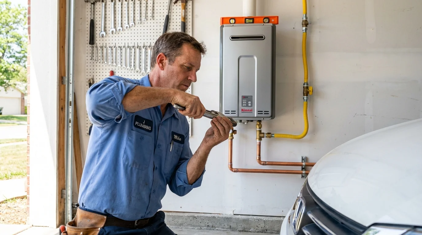 Tankless water heater installation by a Johns Plumbing LLC plumber in Hennepin